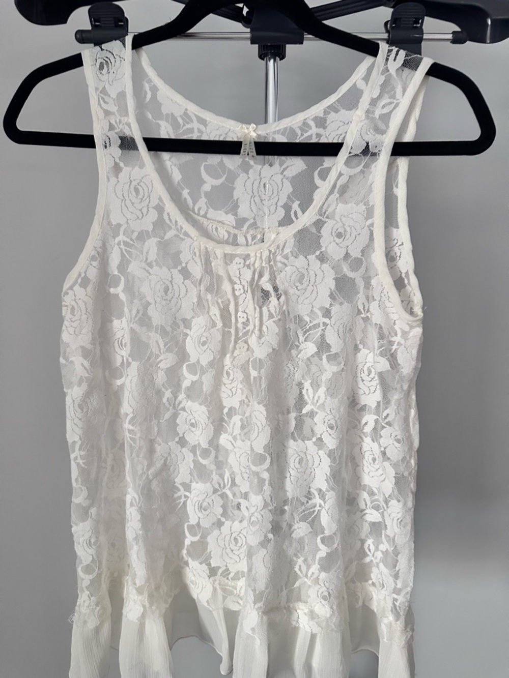 ⚡️Lapis White Lace Sheer Camisole Tank | Small | Floral pattern | BOHO - Picture 7 of 15